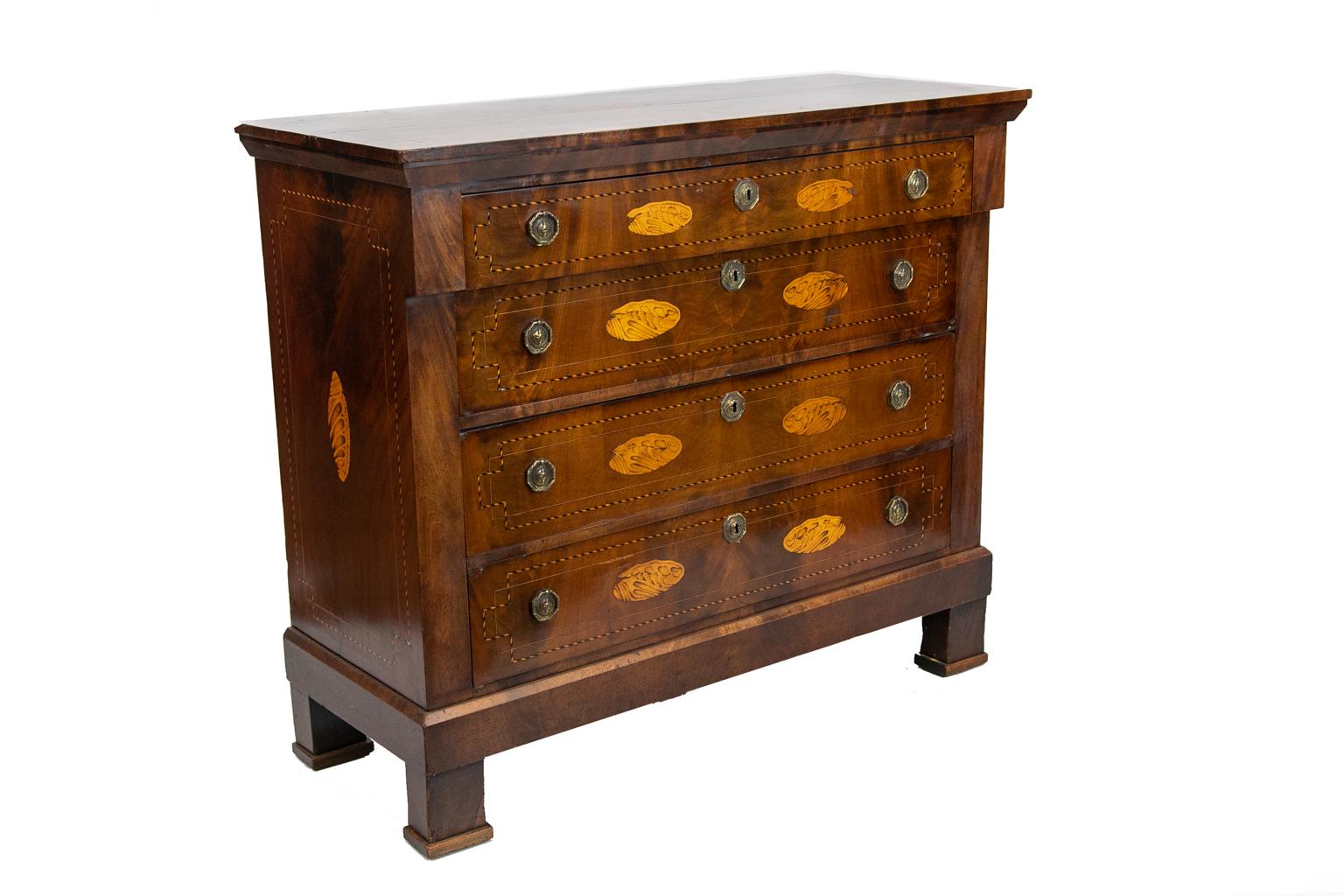 Inlaid French Four-Drawer Chest For Sale 5