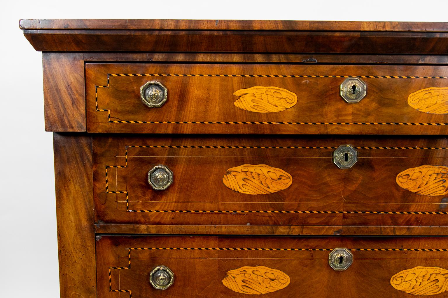 Veneer Inlaid French Four-Drawer Chest For Sale