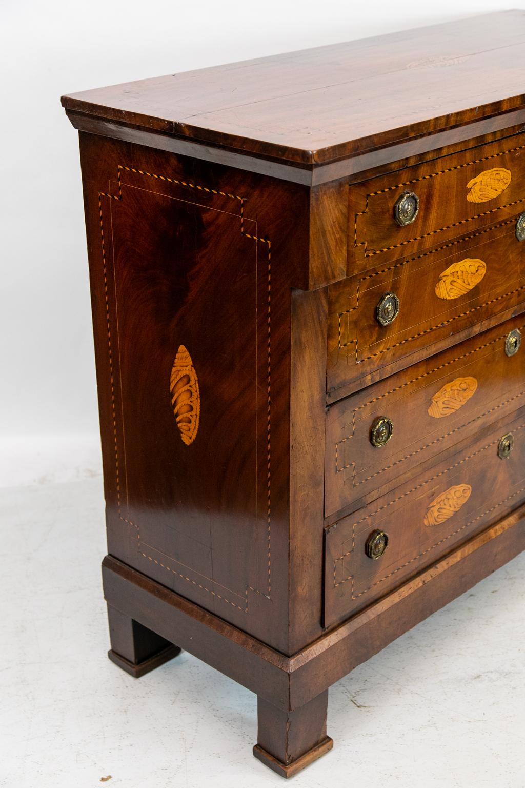Early 19th Century Inlaid French Four-Drawer Chest For Sale