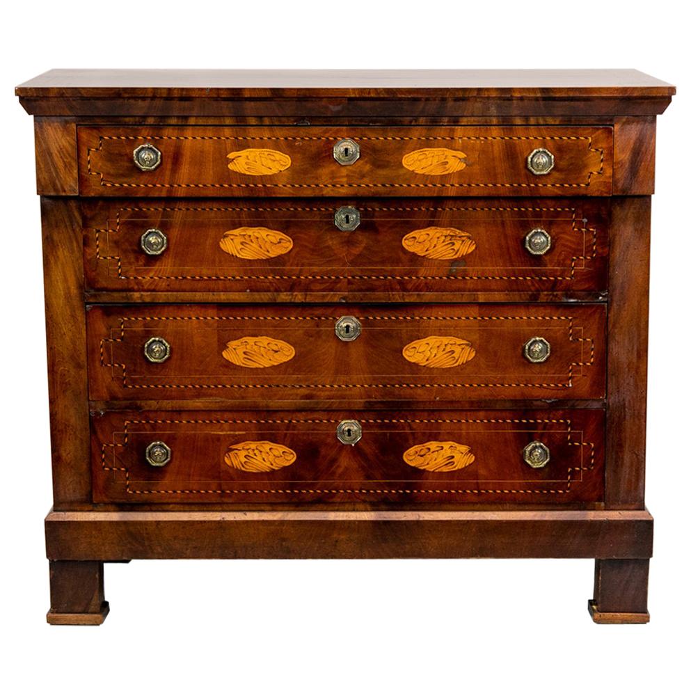Inlaid French Four-Drawer Chest For Sale