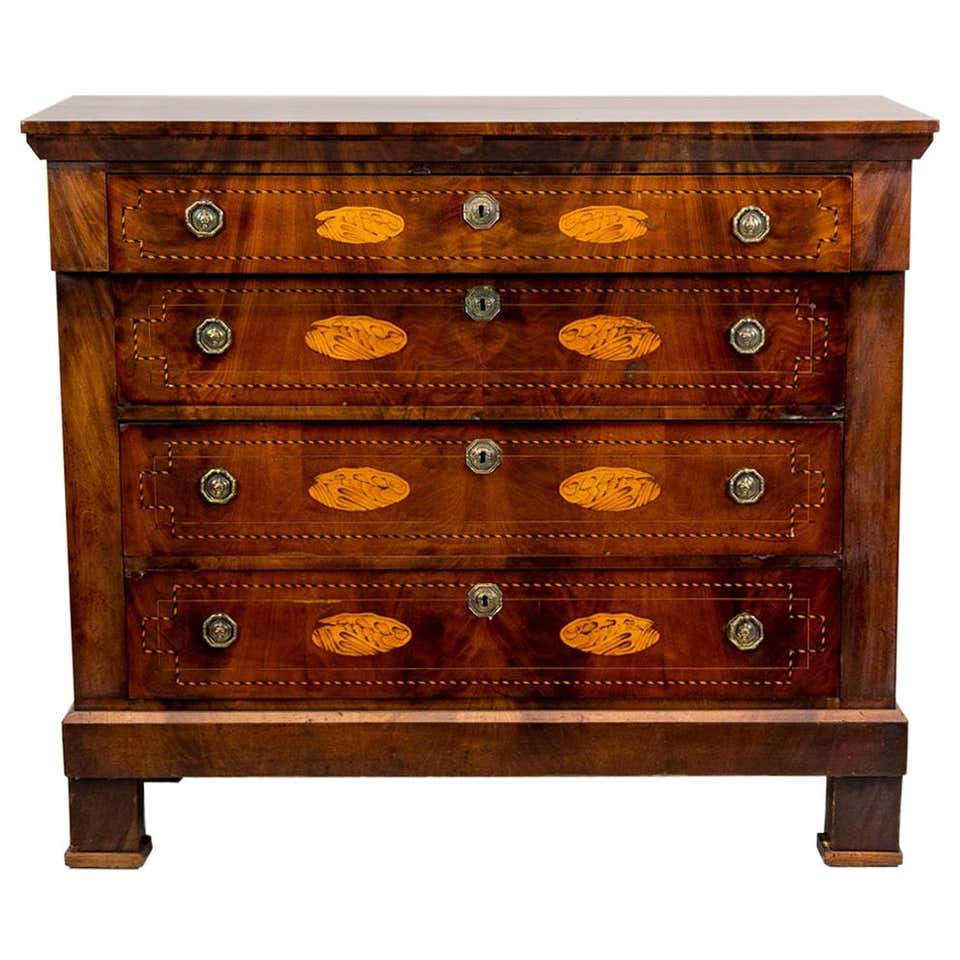 Pair Four-Drawer Chests or 'Elliptic Bureaus' with Egyptian Figures For