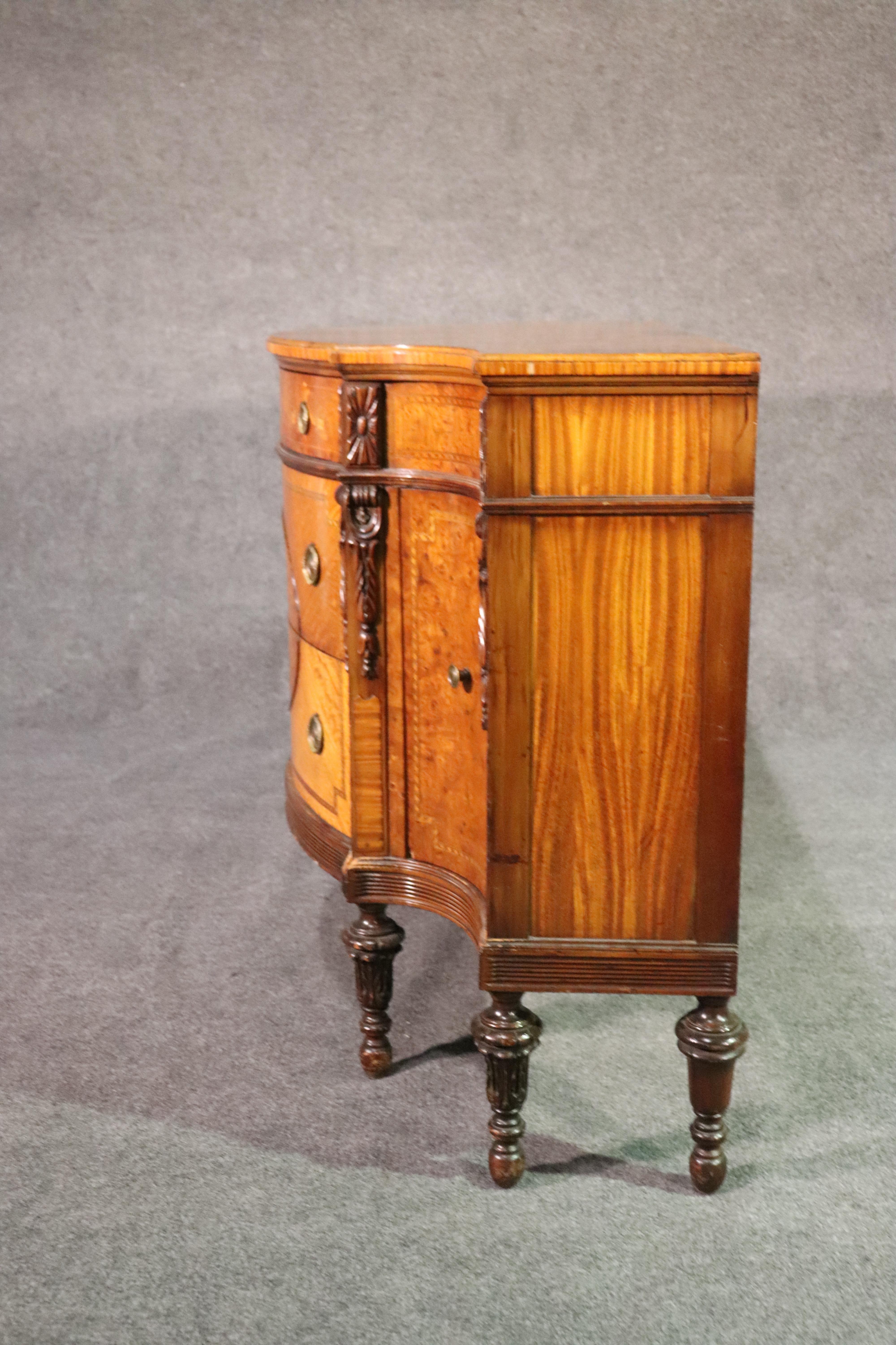 Inlaid French Louis XVI Satinwood Inlaid Demilune Commode Chest Buffet 7