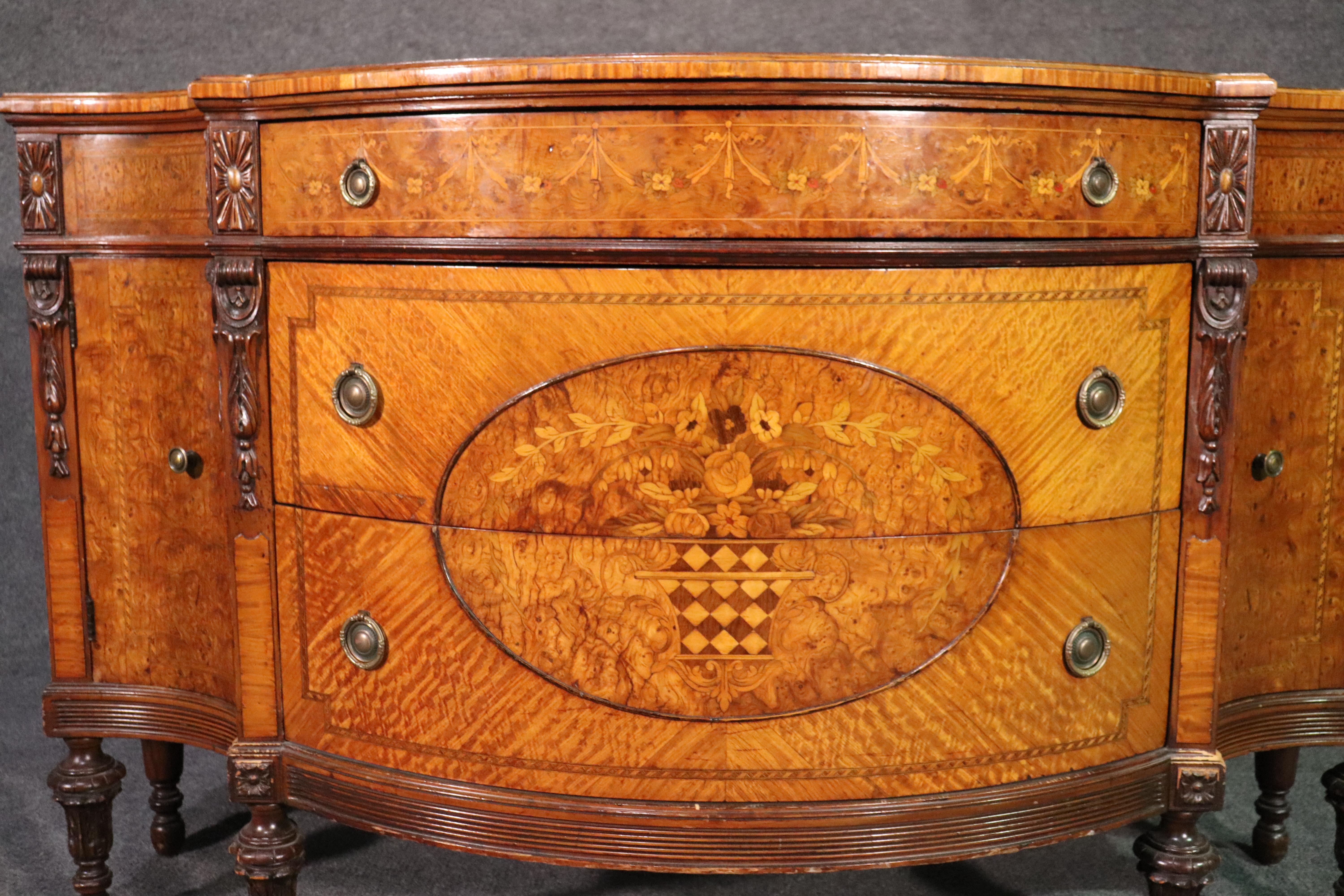 Inlaid French Louis XVI Satinwood Inlaid Demilune Commode Chest Buffet 8
