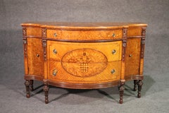 Inlaid French Louis XVI Satinwood Inlaid Demilune Commode Chest Buffet