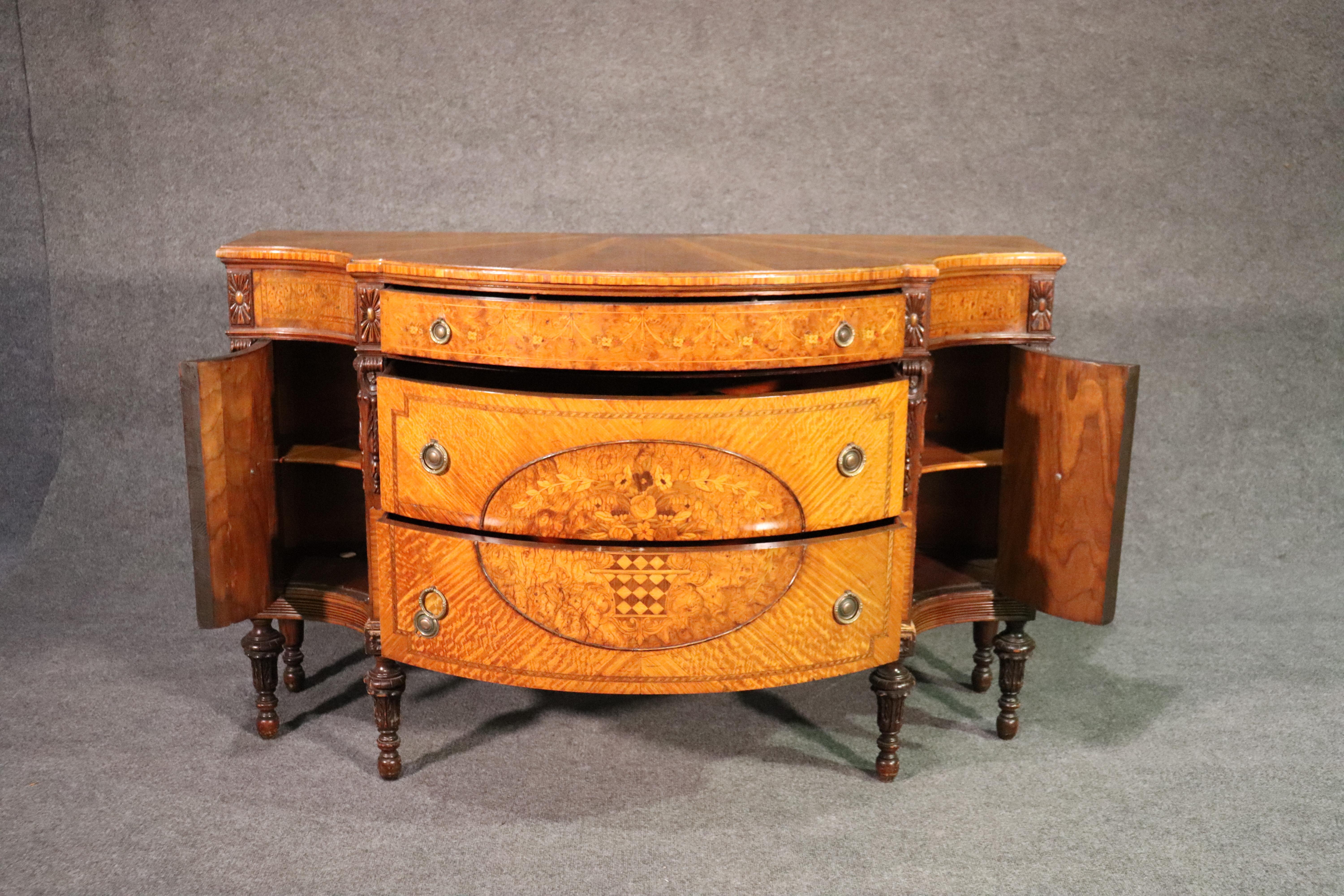 Inlaid French Louis XVI Satinwood Inlaid Demilune Commode Chest Buffet 2
