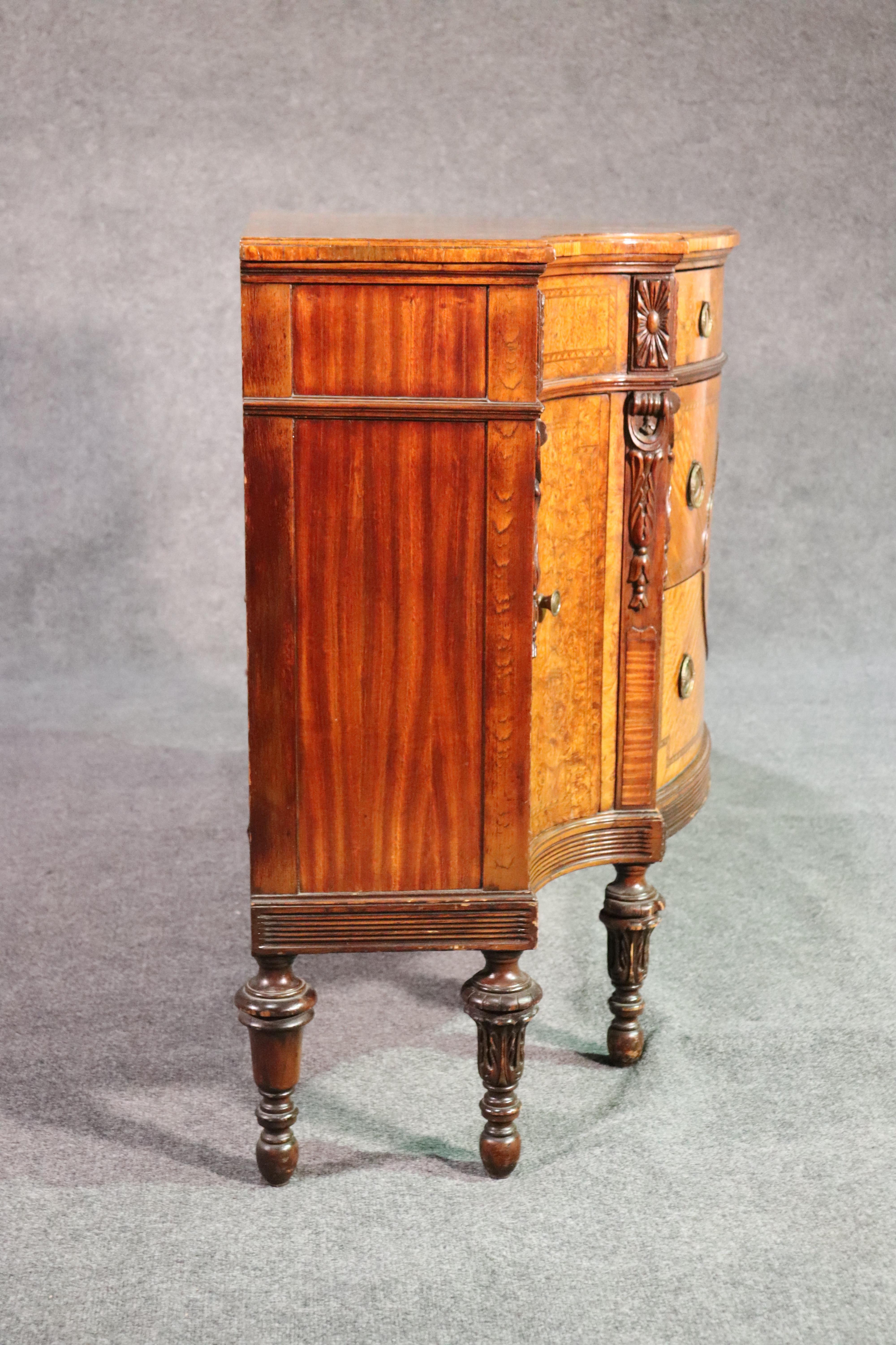 Inlaid French Louis XVI Satinwood Inlaid Demilune Commode Chest Buffet 5
