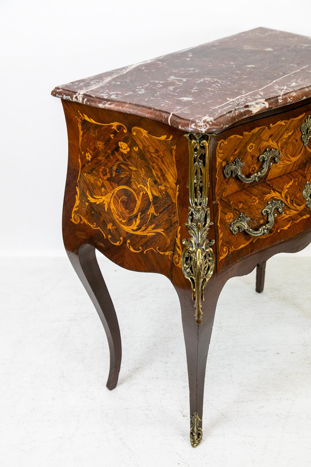 19th Century Inlaid French Marble-Top Console Table