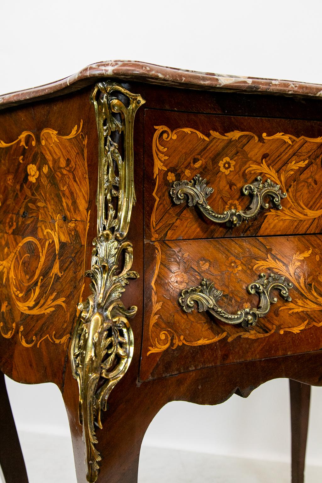 Inlaid French Marble-Top Console Table 1