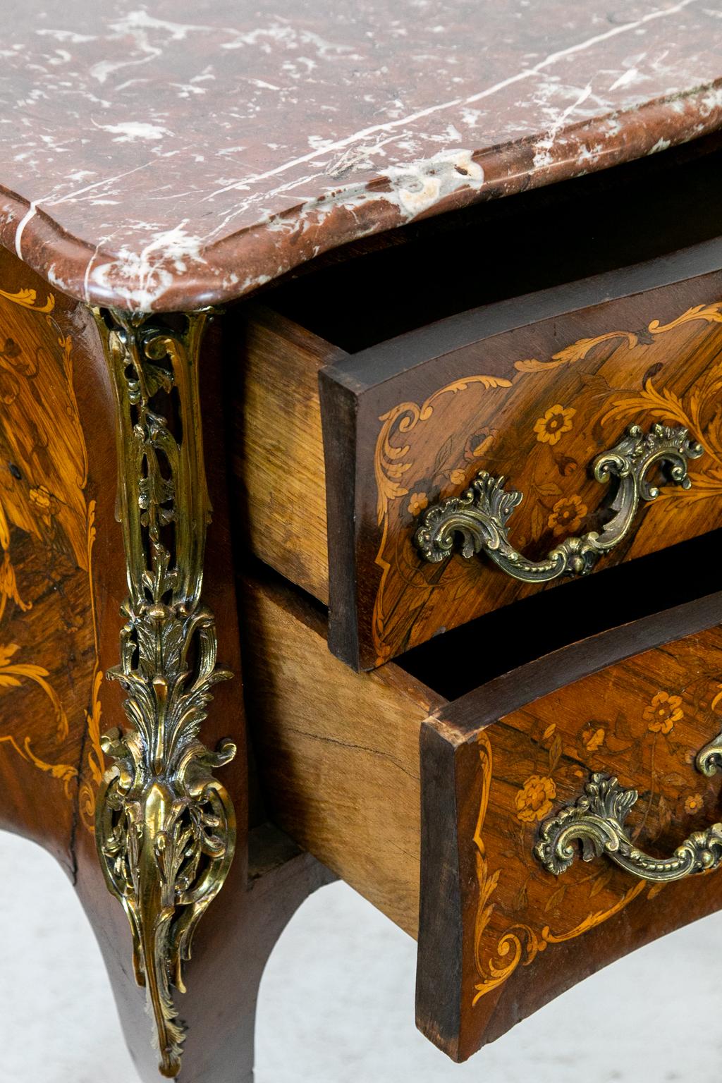 Inlaid French Marble-Top Console Table 3