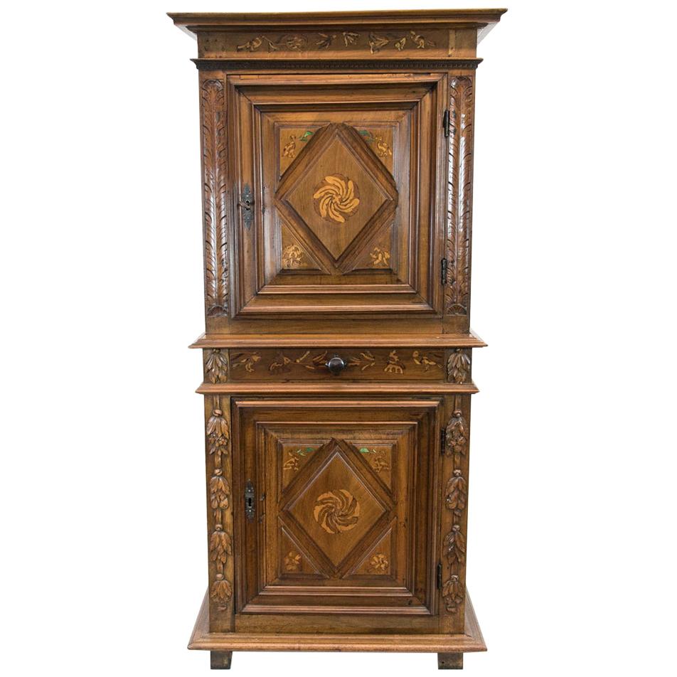 Inlaid French Walnut Cupboard For Sale