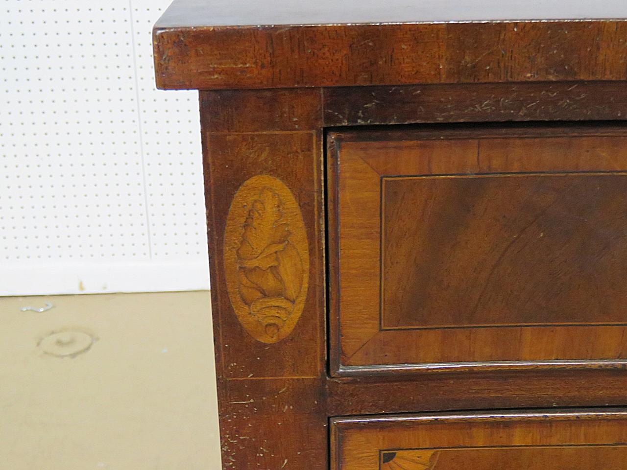 Inlaid Sheraton mahogany and satinwood style sideboard with 4 drawers and 2 doors.