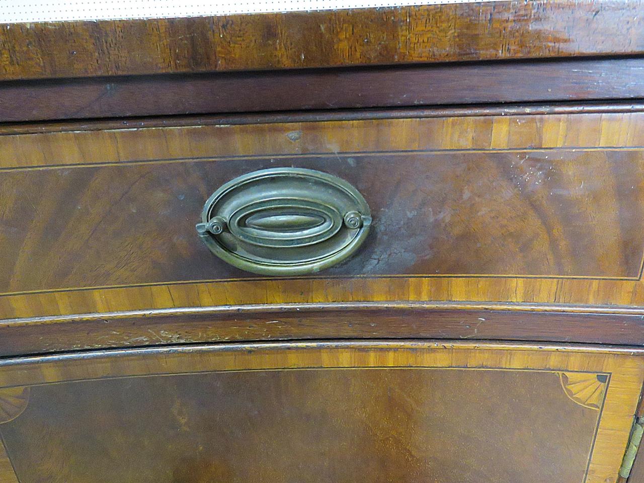 Georgian Inlaid Sheraton Style Satinwood and Mahogany Sideboard Server Buffet