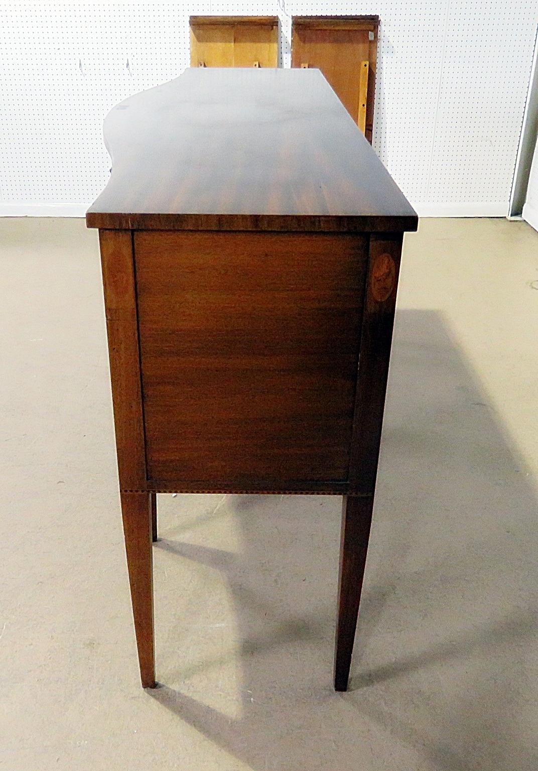 20th Century Inlaid Sheraton Style Satinwood and Mahogany Sideboard Server Buffet