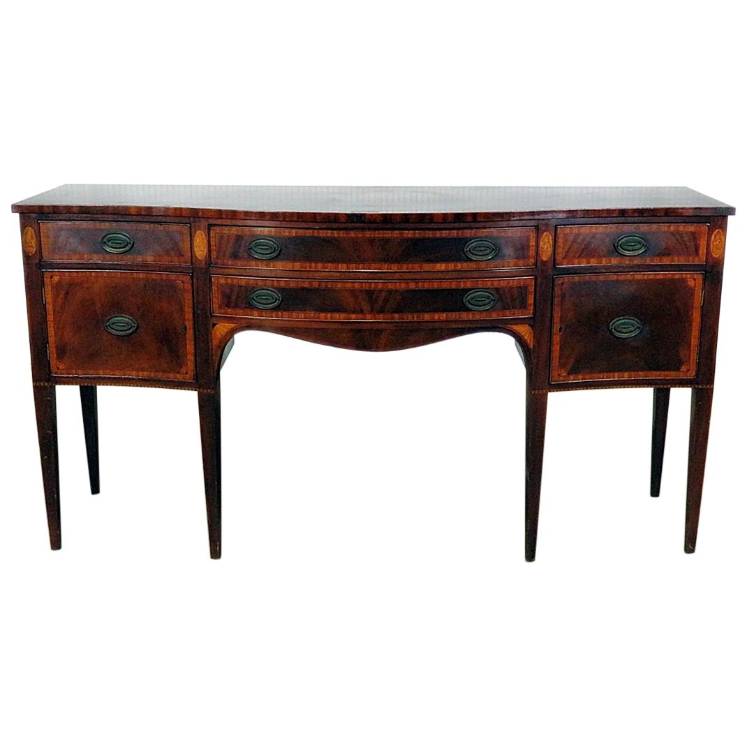 Inlaid Sheraton Style Satinwood and Mahogany Sideboard Server Buffet