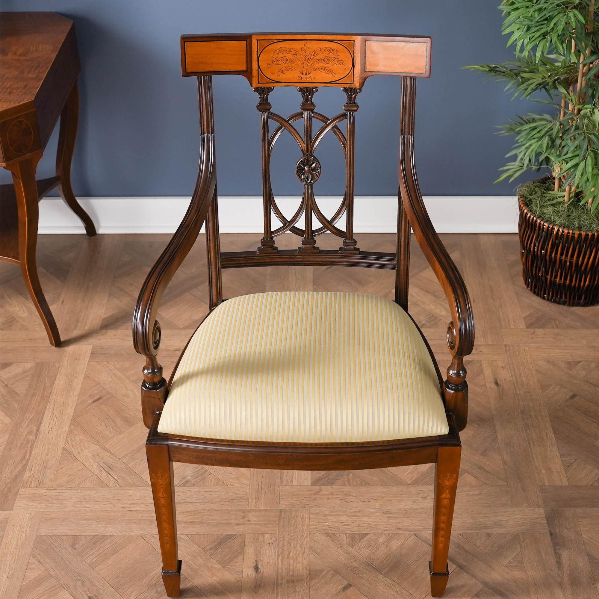 Hepplewhite-Stühle mit Intarsien, 10er-Set im Angebot 5