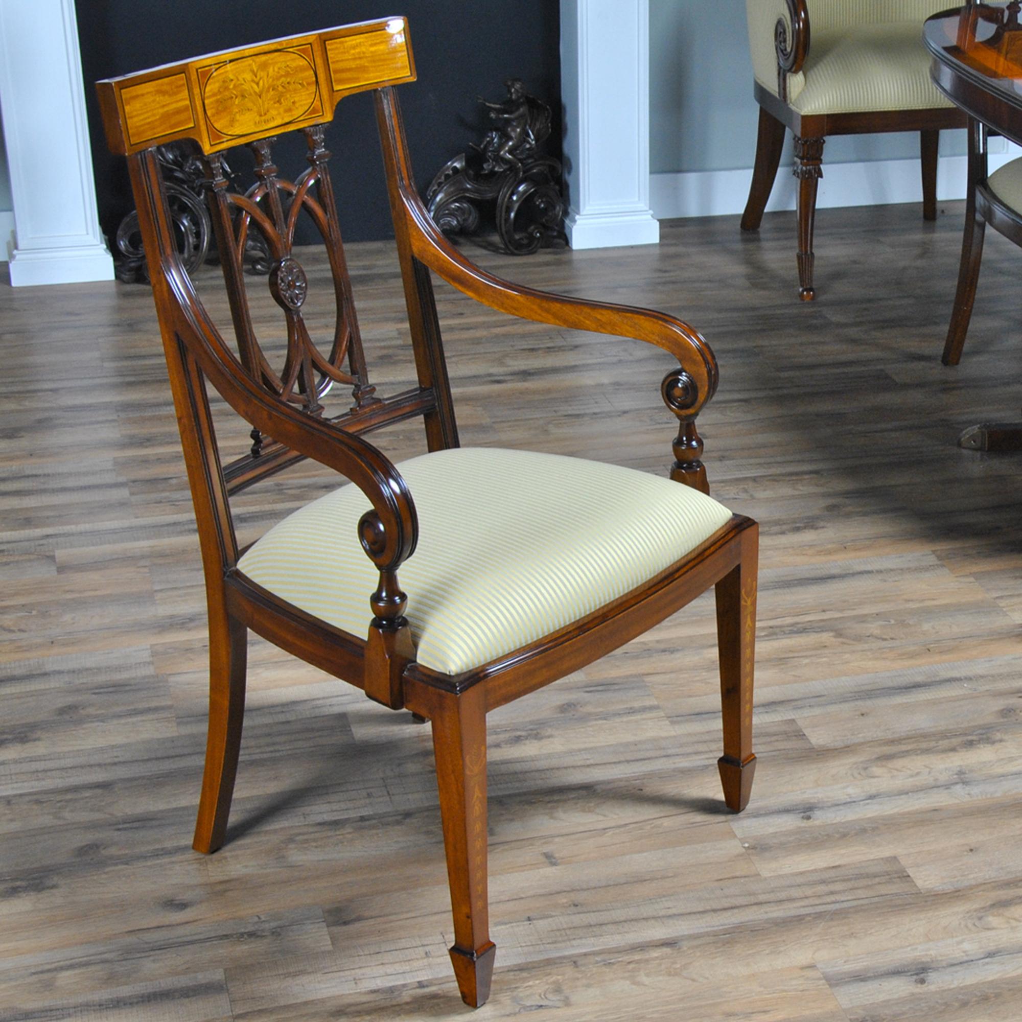 Inlaid Hepplewhite Chairs, Set of 10 In New Condition For Sale In Annville, PA