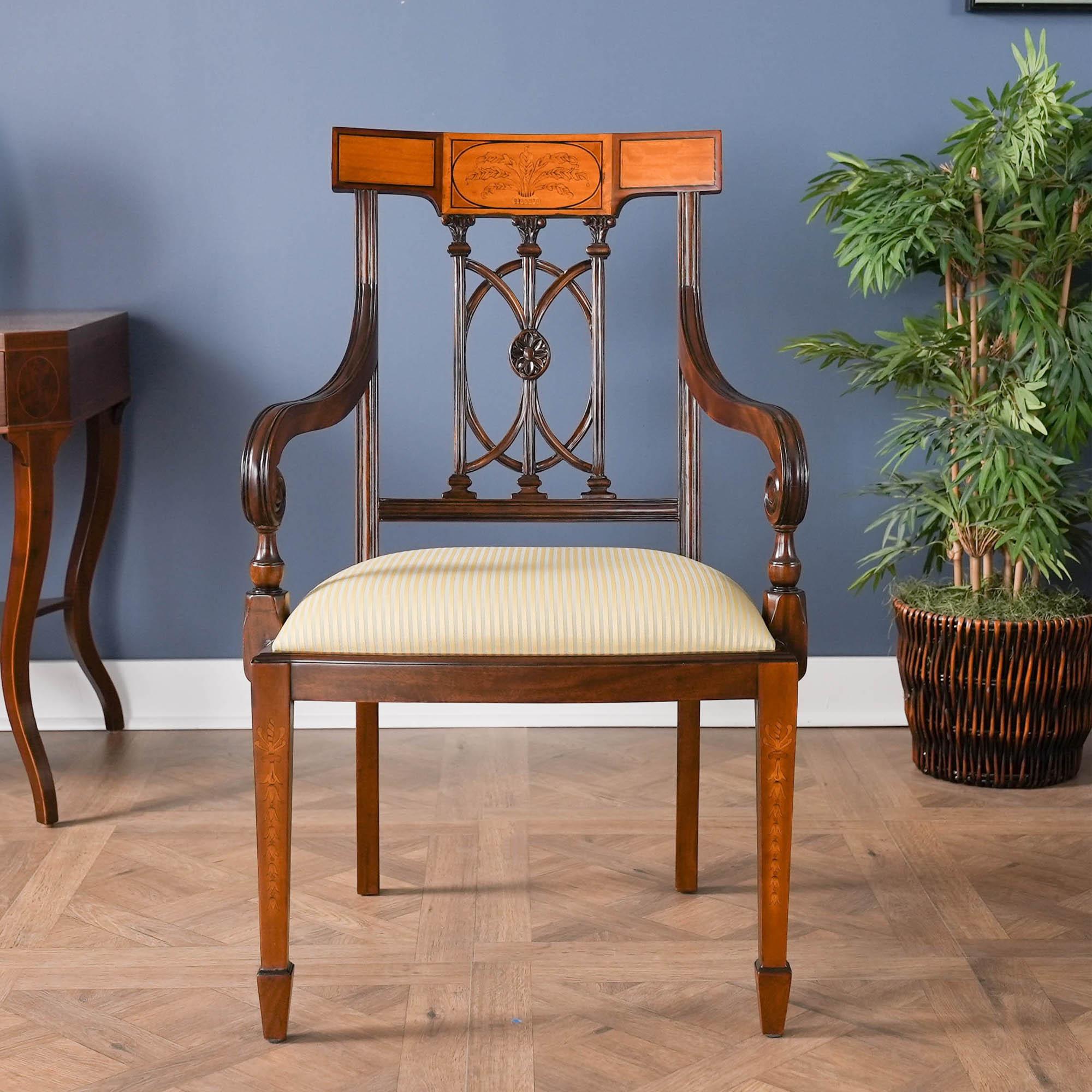 Hepplewhite-Stühle mit Intarsien, 10er-Set (21. Jahrhundert und zeitgenössisch) im Angebot