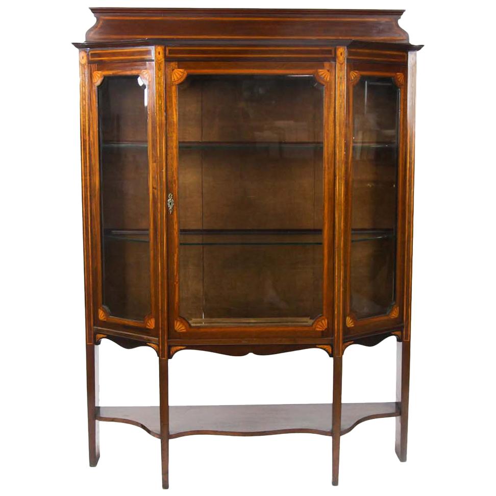 Inlaid Hepplewhite Style Display Cabinet For Sale