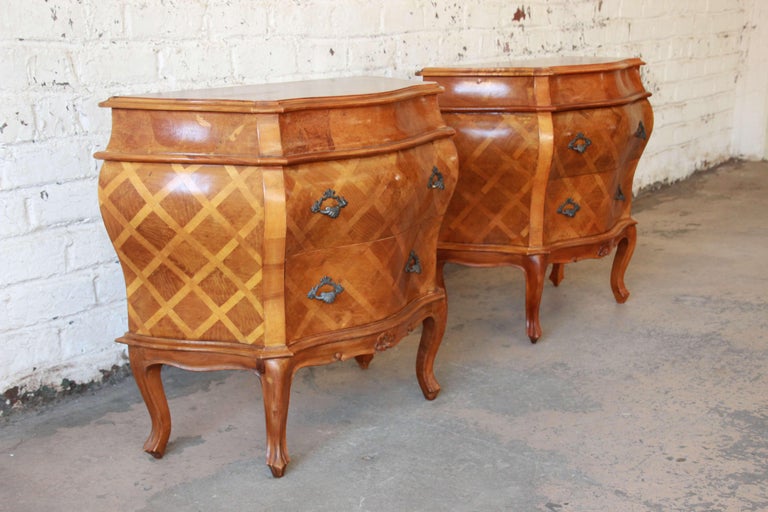 Inlaid Italian Bombay Chest Nightstands, Pair at 1stDibs