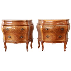 Vintage Inlaid Italian Bombay Chest Nightstands, Pair