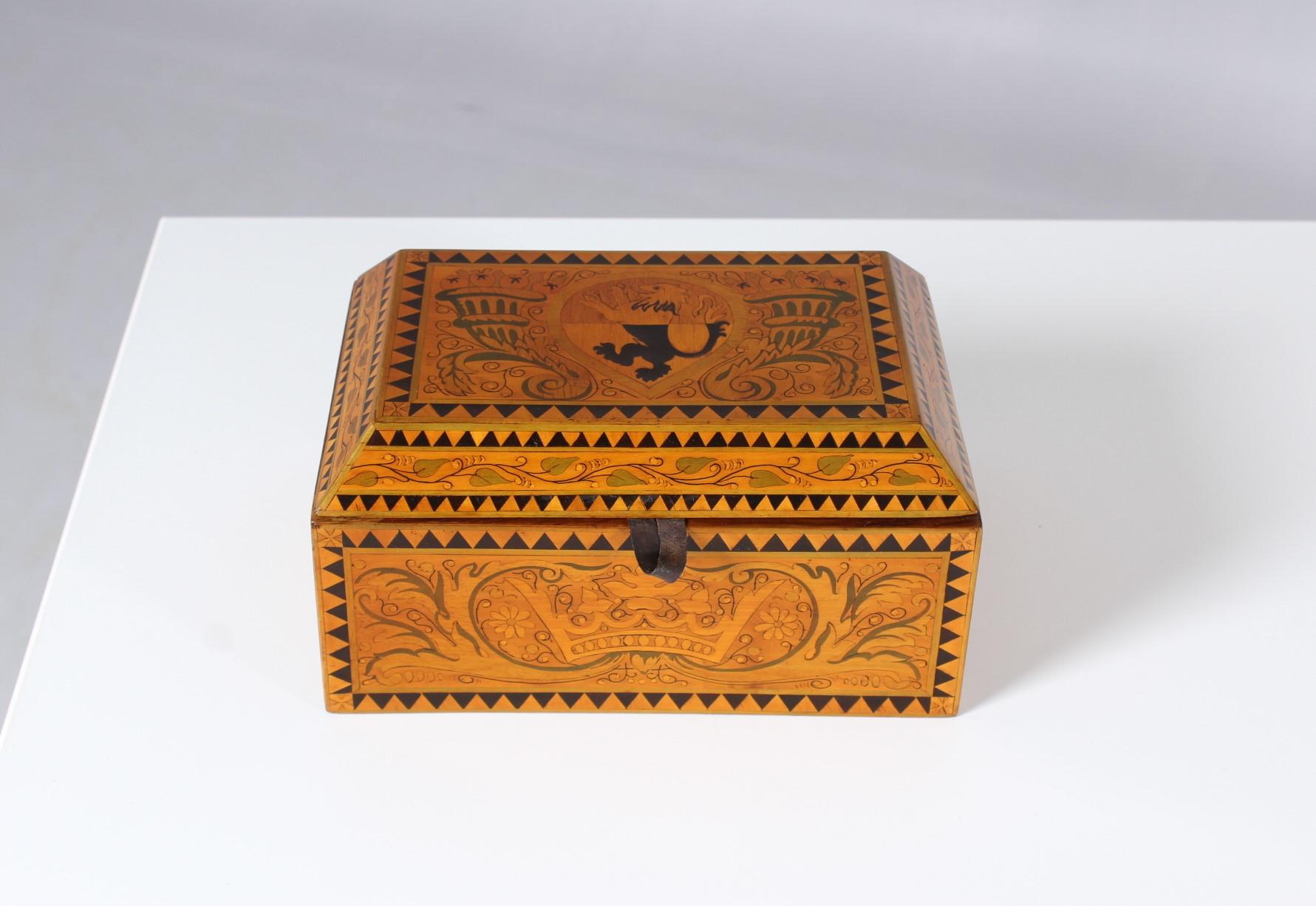 Inlaid Jewelry or Cigar Wooden Box, Marquetry, Germany, circa 1900 1