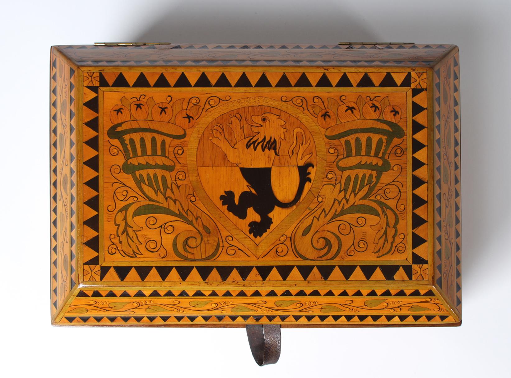 Inlaid Jewelry or Cigar Wooden Box, Marquetry, Germany, circa 1900 2