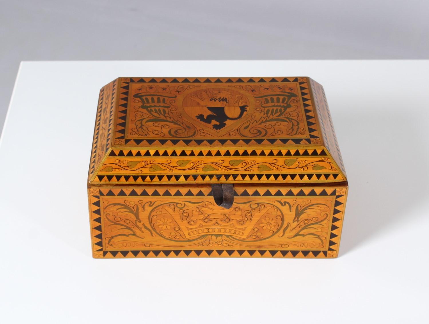 Inlaid Jewelry or Cigar Wooden Box, Marquetry, Germany, circa 1900 3