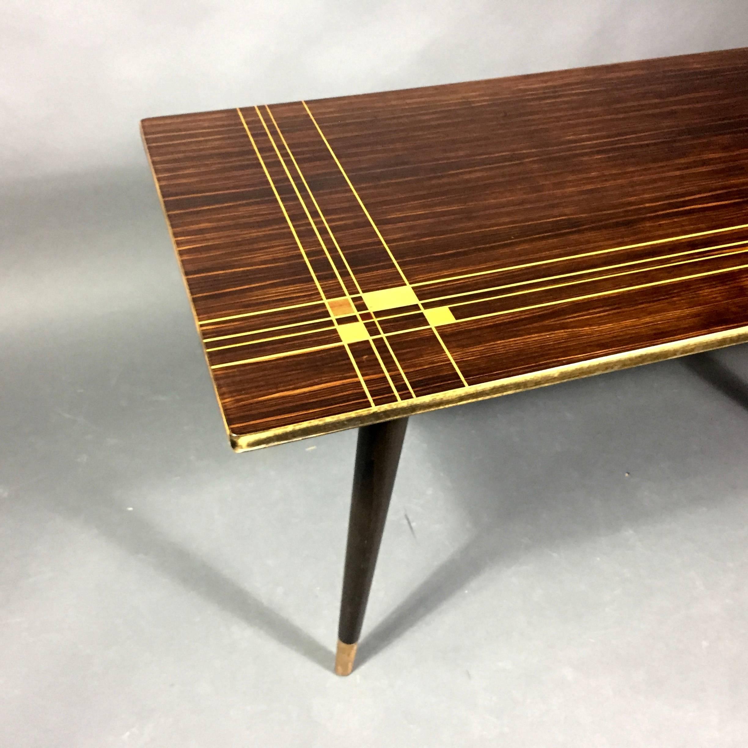 Scandinavian Modern Inlaid Macassar Ebony Coffee Table, H. Sundling, Denmark, 1955