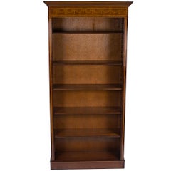 Inlaid Mahogany Adjustable Open Bookcase Bookshelf