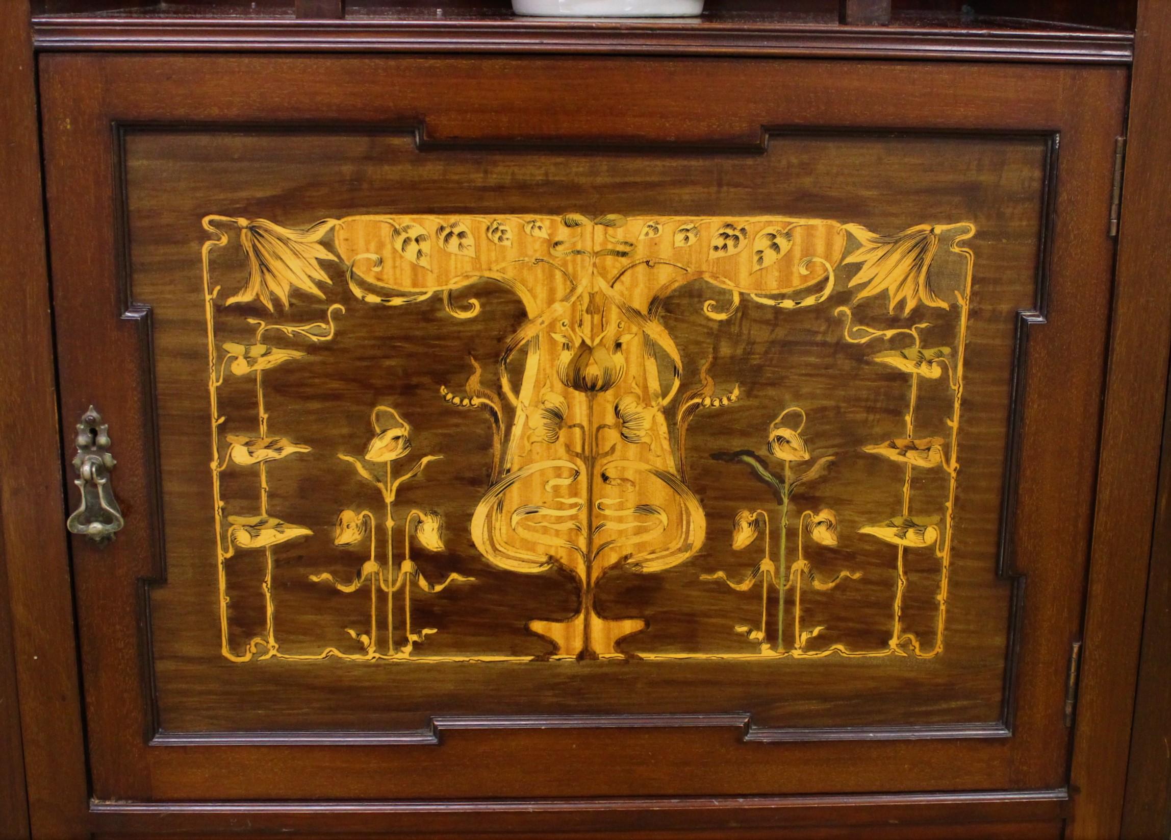 Inlaid Mahogany Art Nouveau Display Cabinet For Sale 7