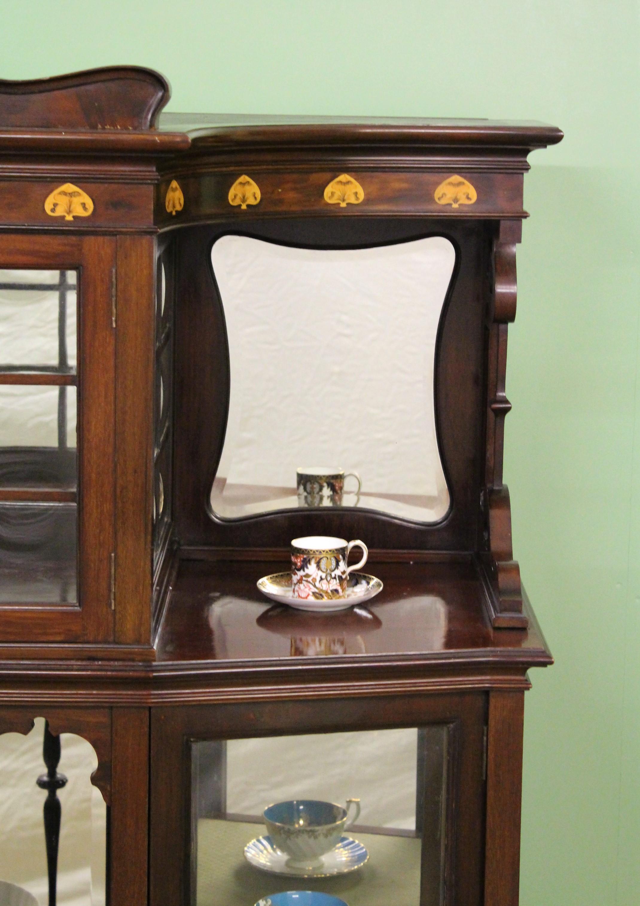 Late 19th Century Inlaid Mahogany Art Nouveau Display Cabinet For Sale