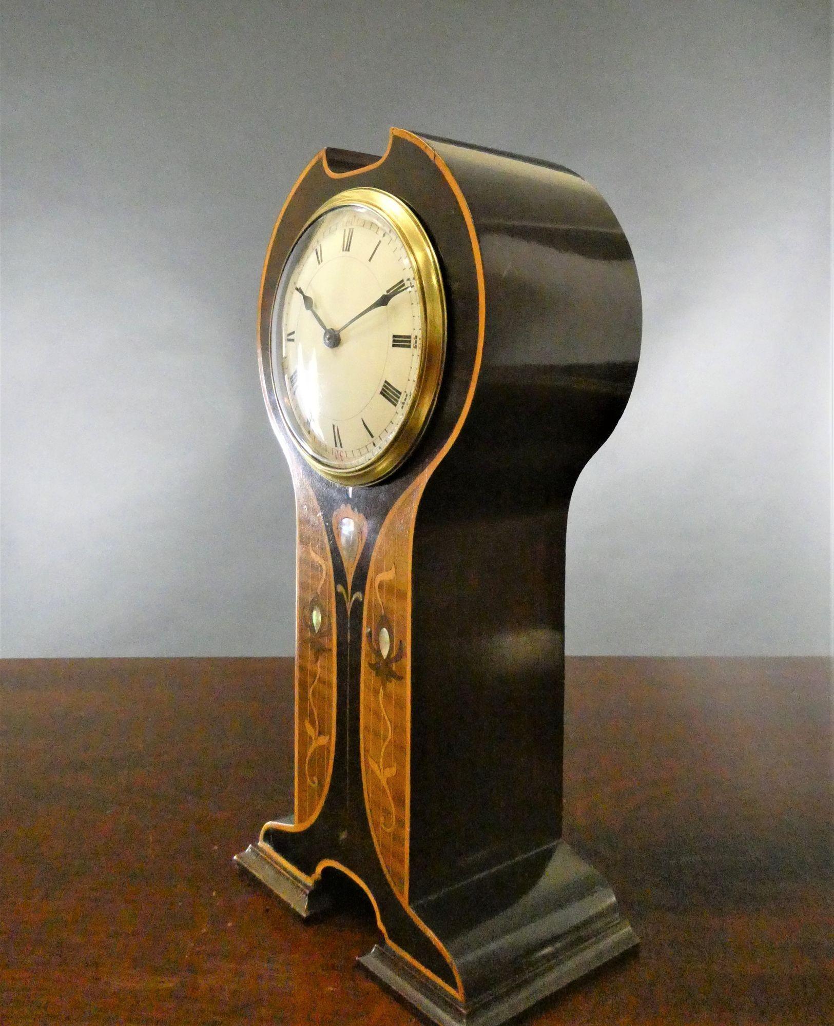 Early 20th Century Inlaid Mahogany Balloon Mantel Clock