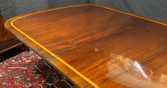 Inlaid Mahogany Banded Double Pedestal Dining Table with Two Leaves