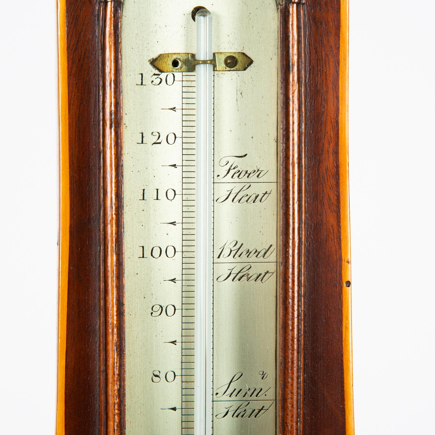 Inlaid Mahogany Barometer, with Silvered Dial, Signed Vecchio & Co For Sale 2