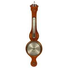 Inlaid Mahogany Barometer, with Silvered Dial, Signed Vecchio & Co