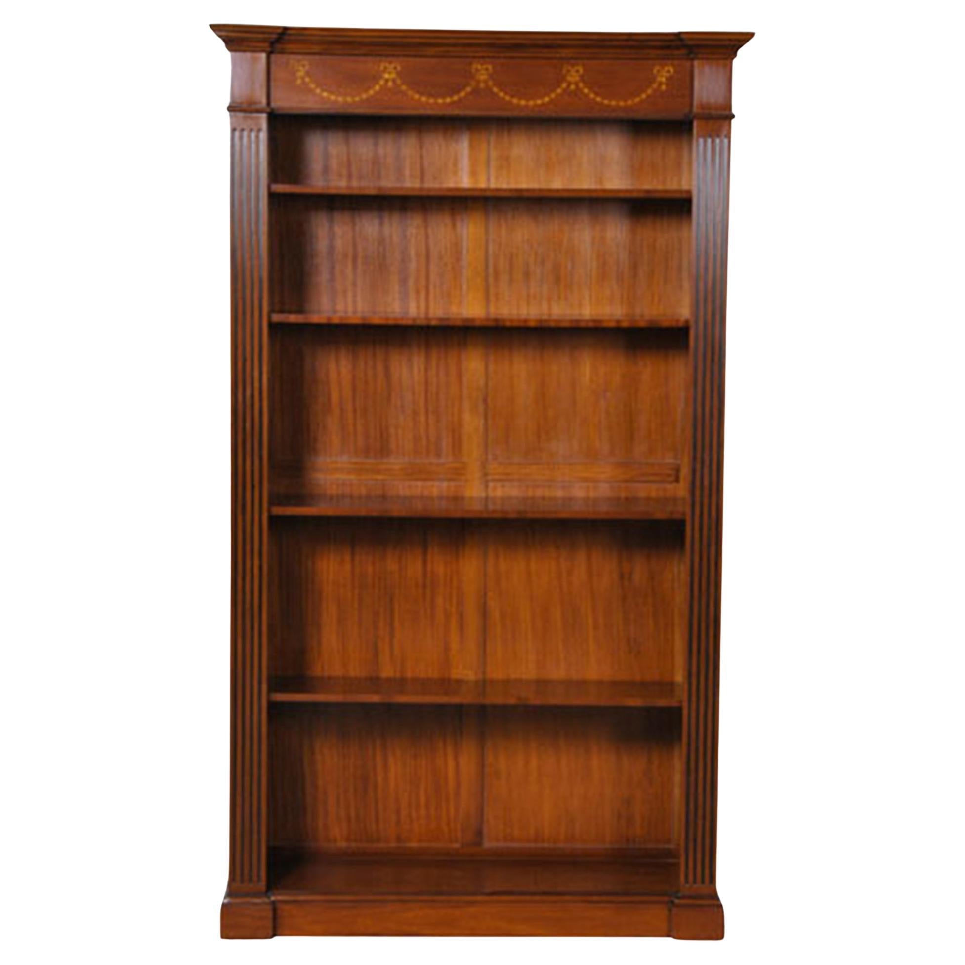 Inlaid Mahogany Bookcase For Sale