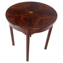 Inlaid Mahogany Bookmatched Veneer 26" Round Top Lamp Side Occasional Table MINT