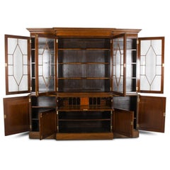 Inlaid Mahogany Breakfront Bookcase