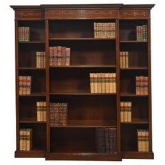 Libreria a giorno Breakfront in mogano intarsiato