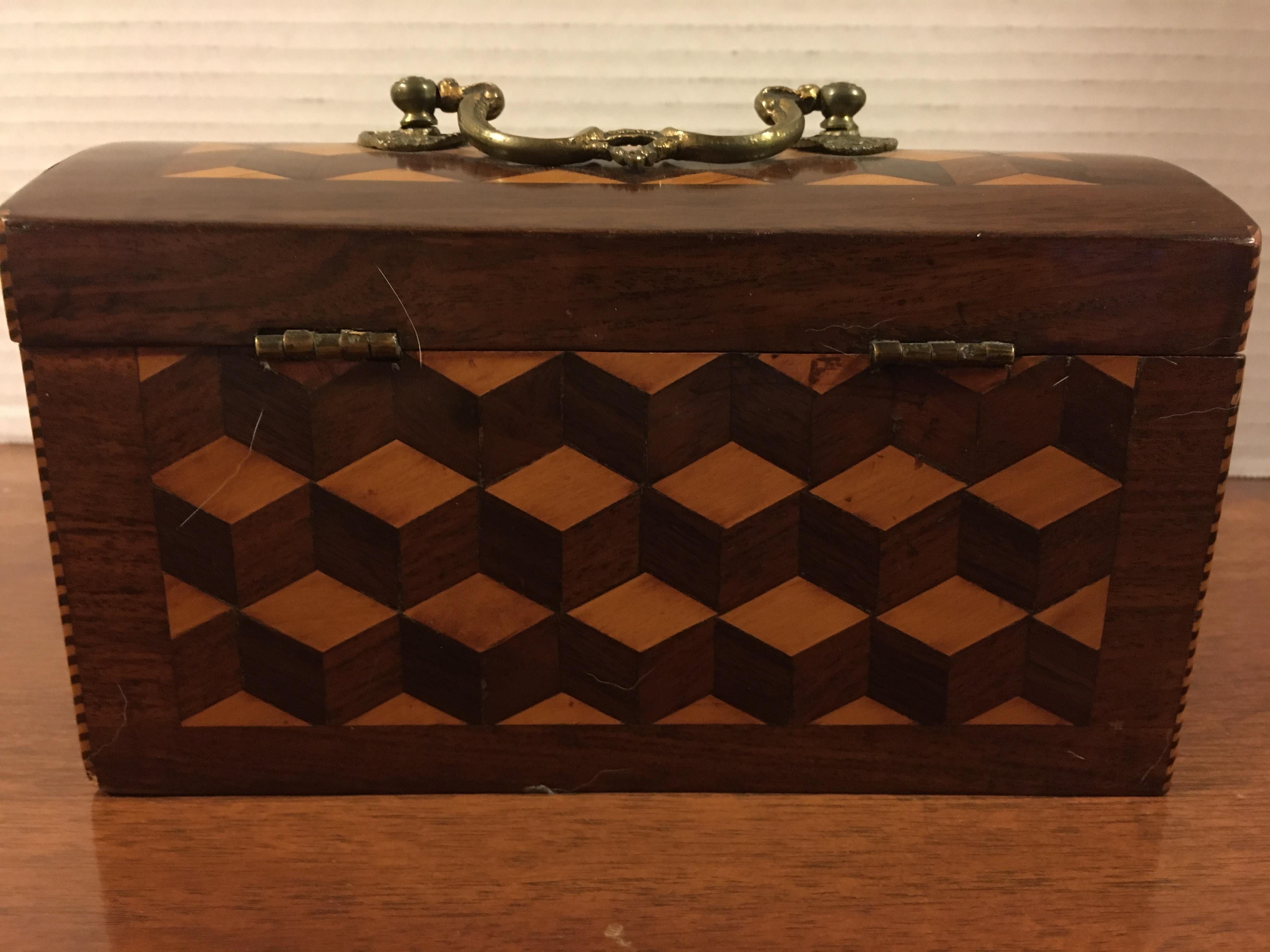 20th Century Inlaid Mahogany Dome Tea Caddy