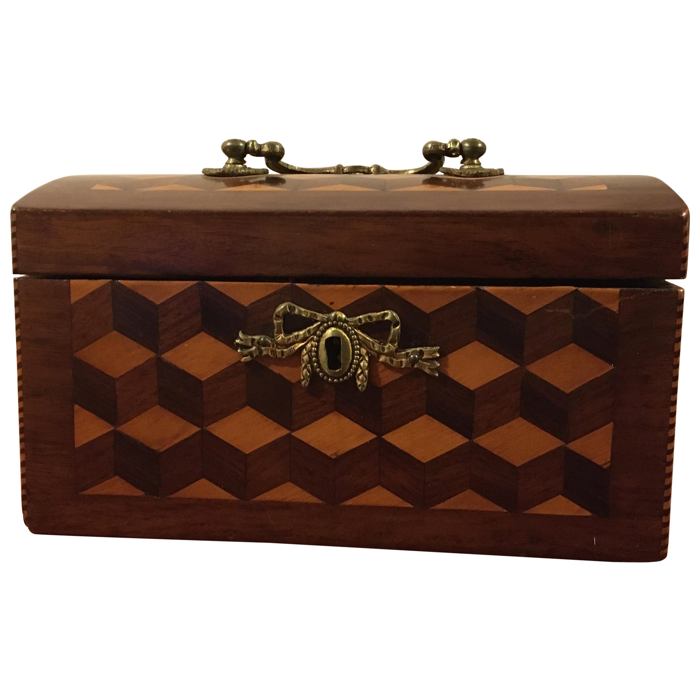 Inlaid Mahogany Dome Tea Caddy