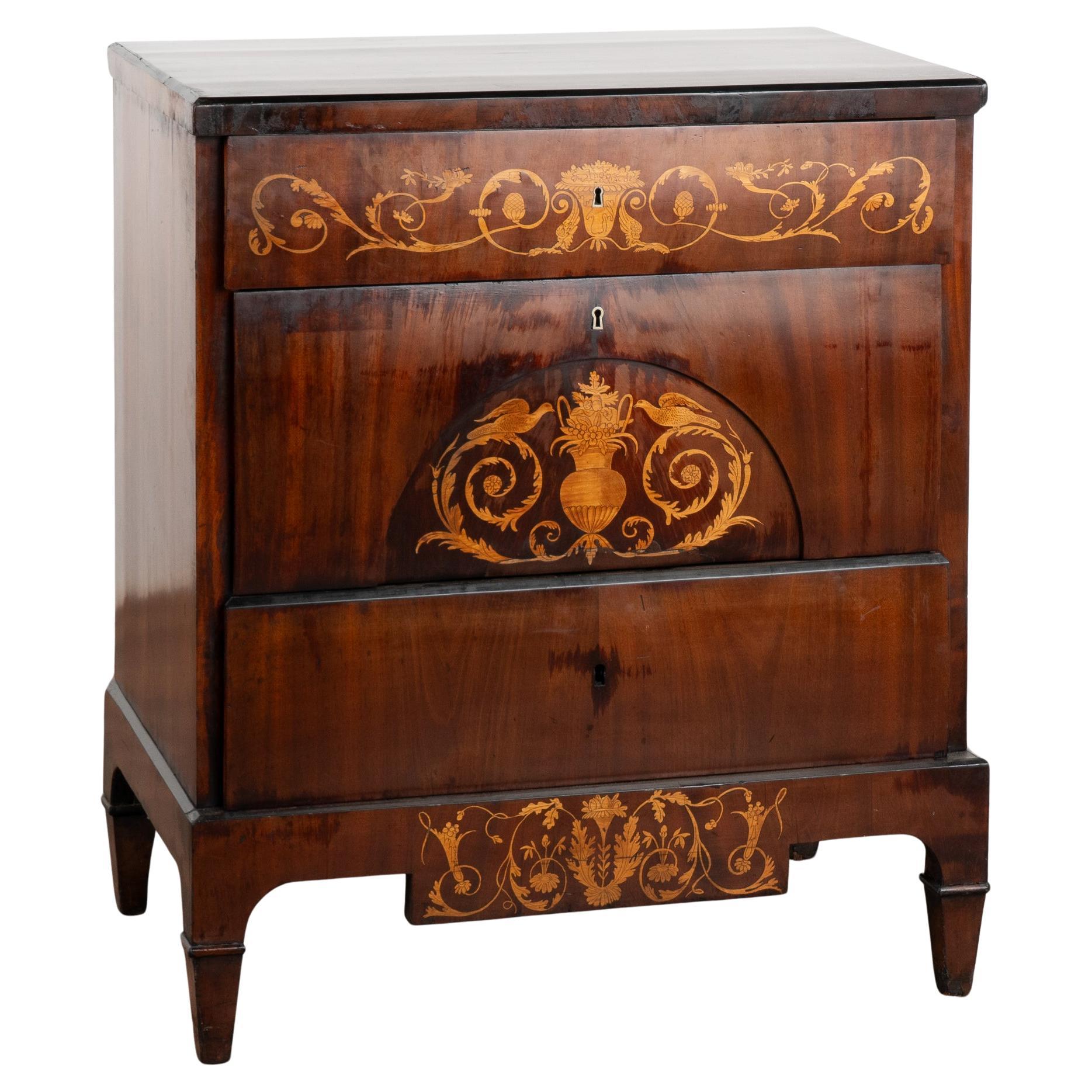 Inlaid Mahogany Empire Chest of Drawers, Denmark circa 1810