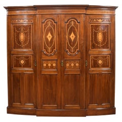 Inlaid Mahogany Four-Door Breakfront Wardrobe