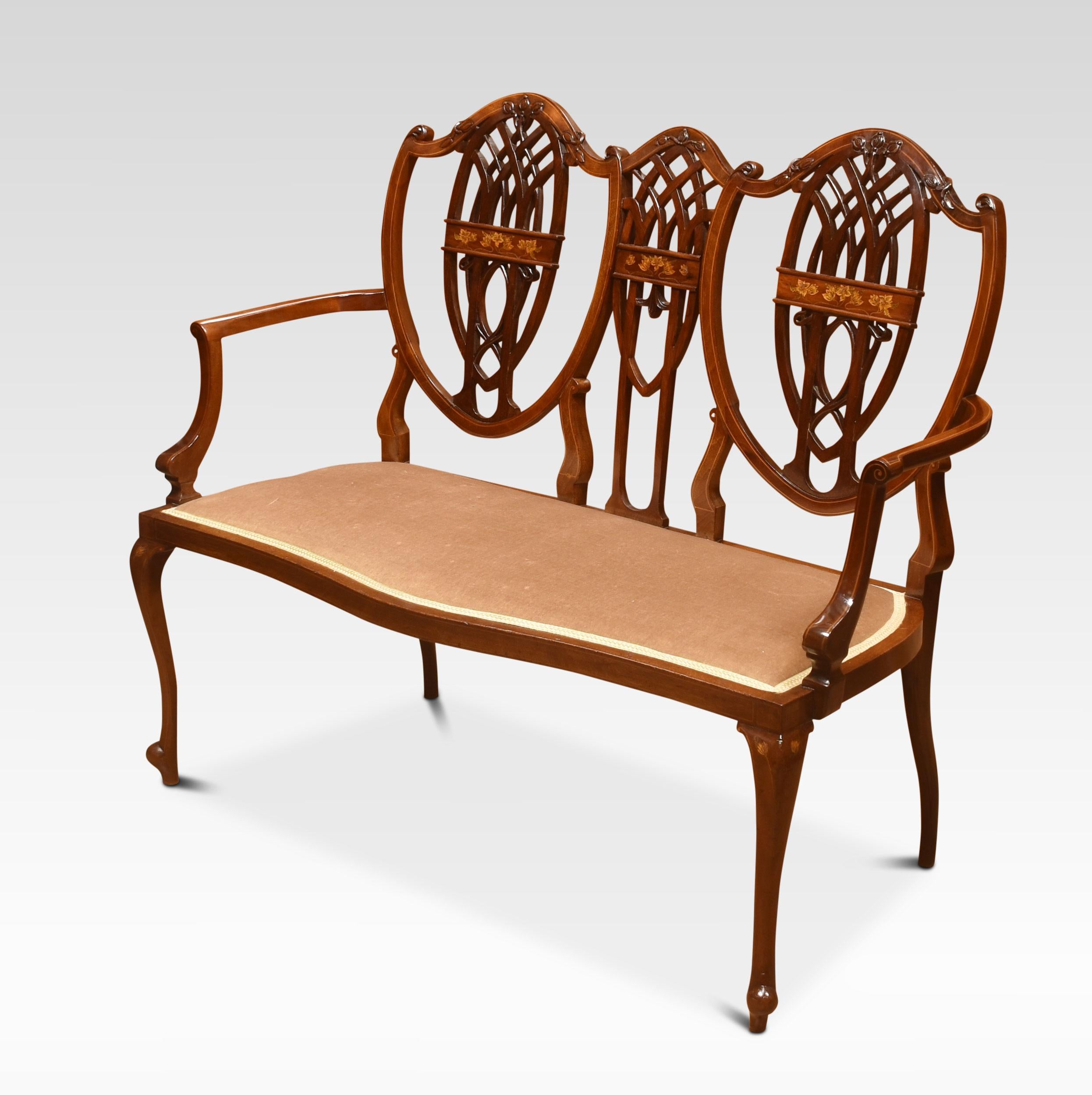 Wood  Inlaid Mahogany Framed Settee For Sale