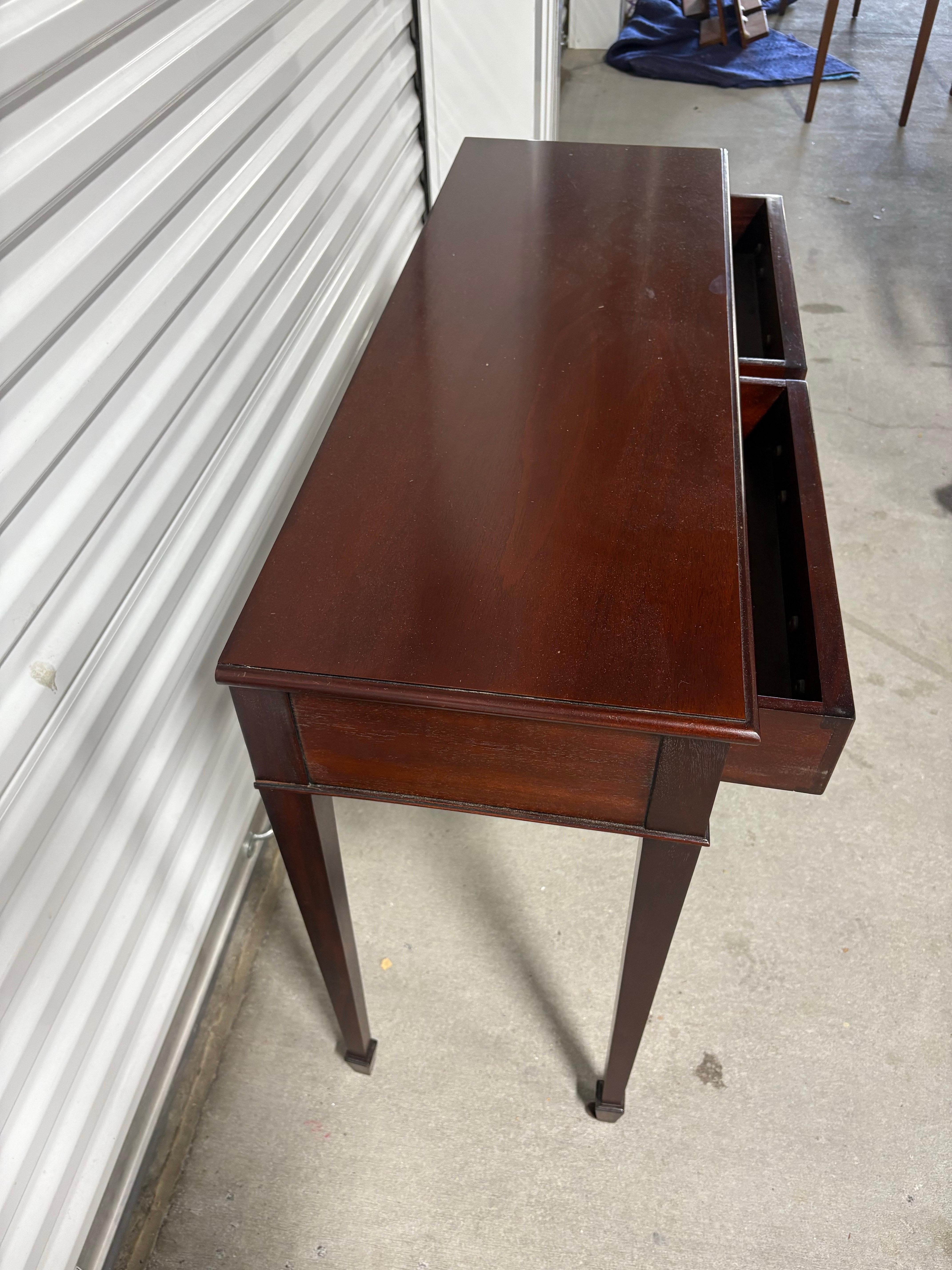 American Inlaid Mahogany Hallway or Console Table with Two Drawers, 20th Century For Sale
