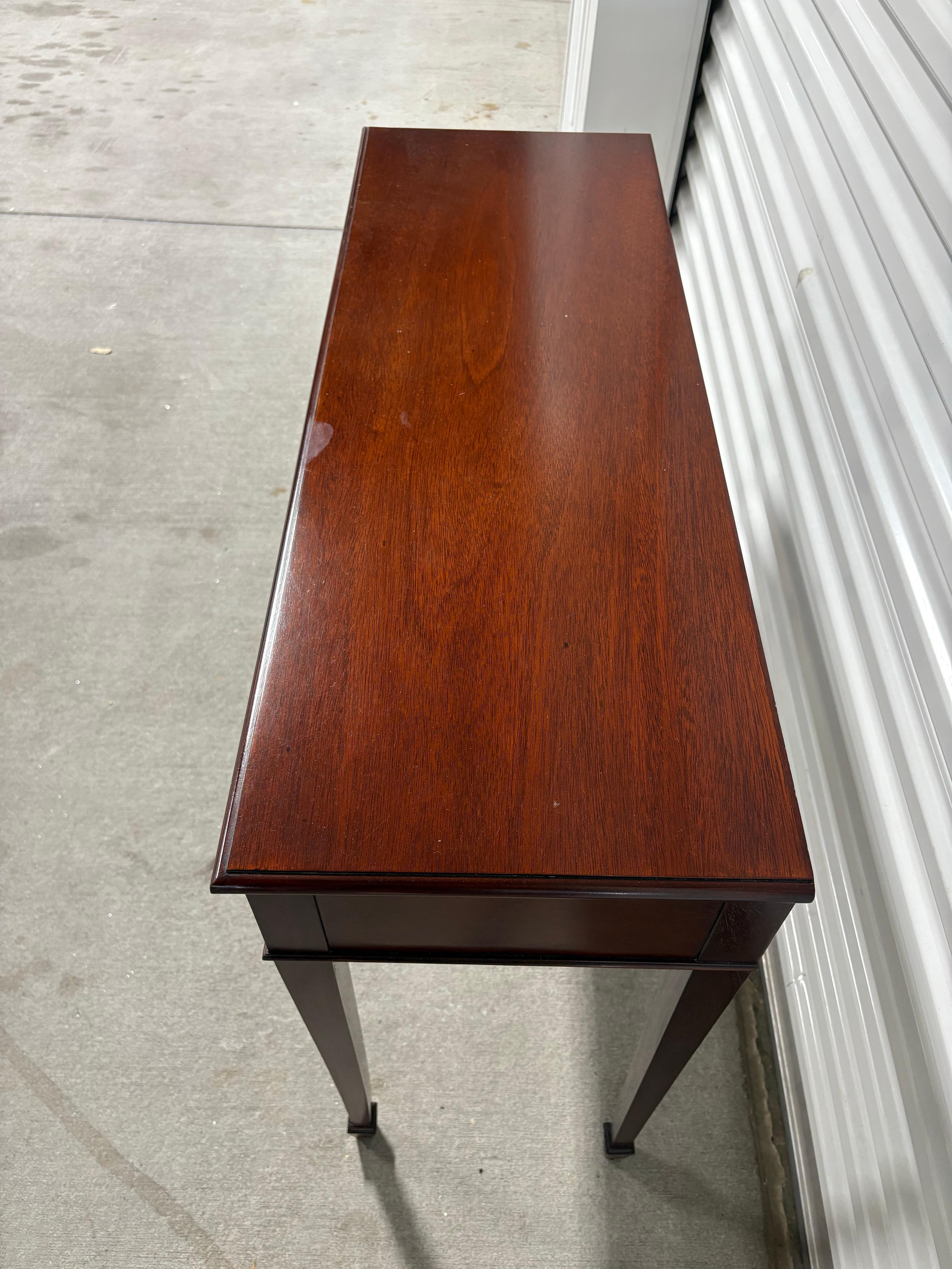 Inlaid Mahogany Hallway or Console Table with Two Drawers, 20th Century In Good Condition For Sale In Savannah, GA