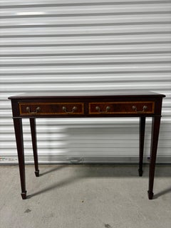 Inlaid Mahogany Hallway or Console Table with Two Drawers, 20th Century