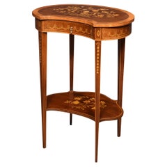 Antique Inlaid Mahogany Kidney-Shaped Side Table