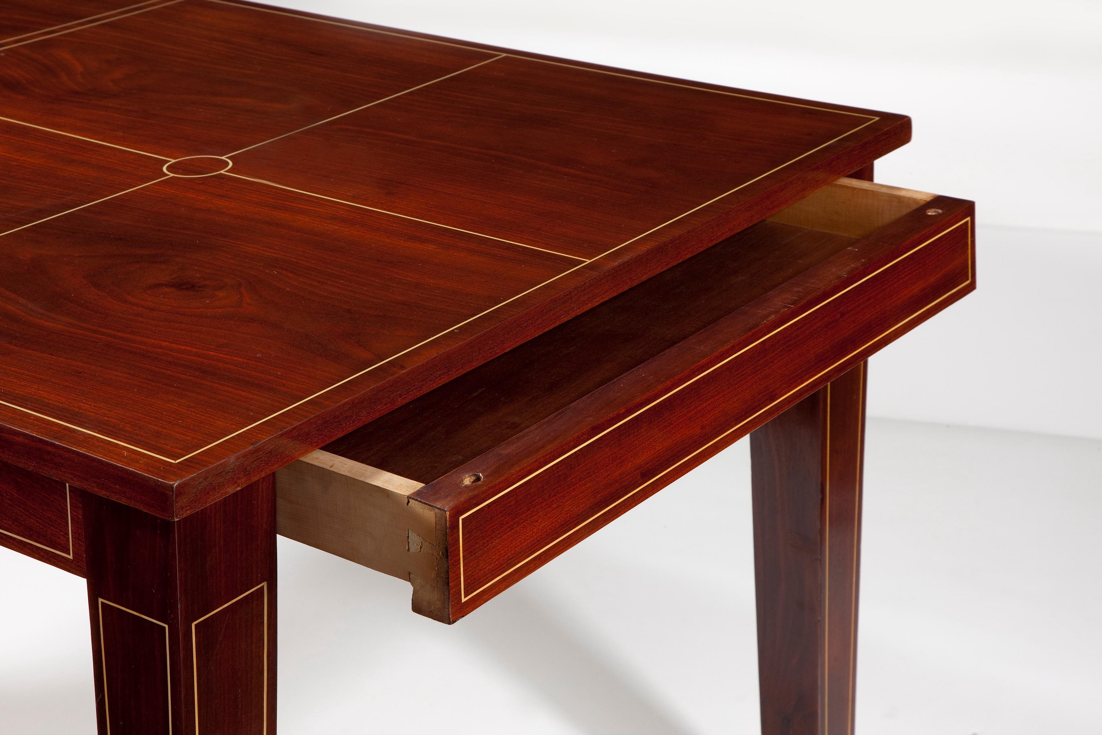 Mid-Century Modern Art Deco Italian Inlaid Mahogany Table Attributed to Gio Ponti For Sale