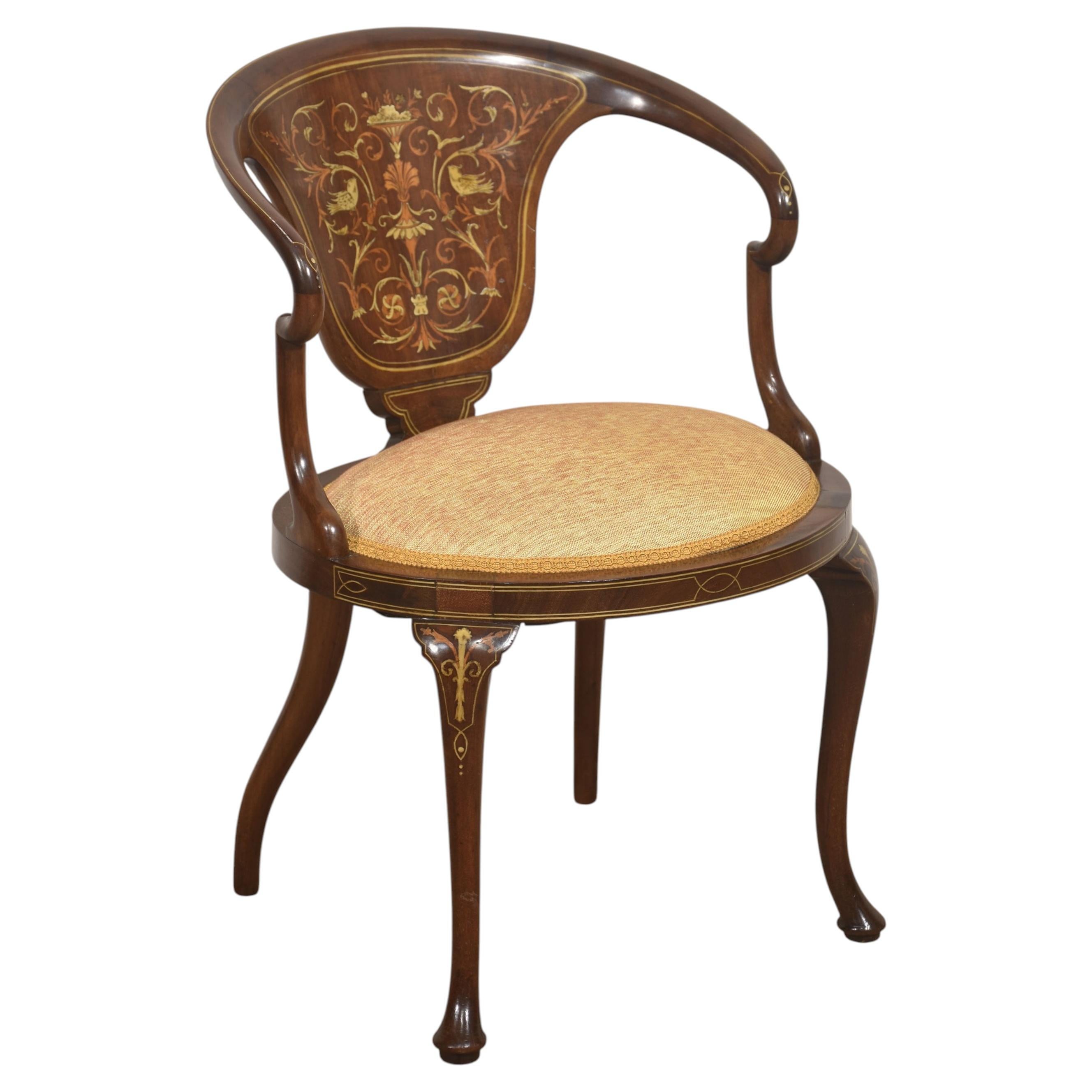 Inlaid Mahogany Tub Armchair